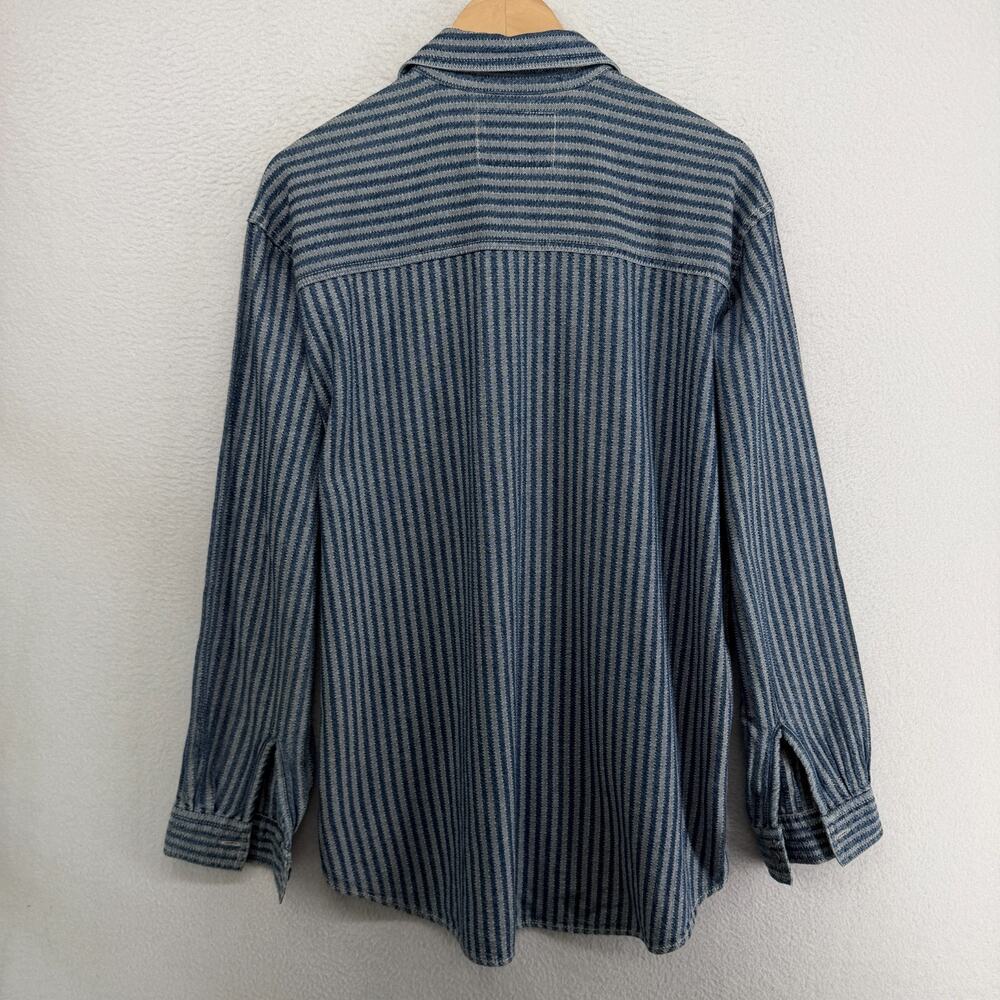 LEVIS Shirt Men M Railroad Hickory Striped Button Up White Tab Cotton HK VTG - Picture 4 of 11